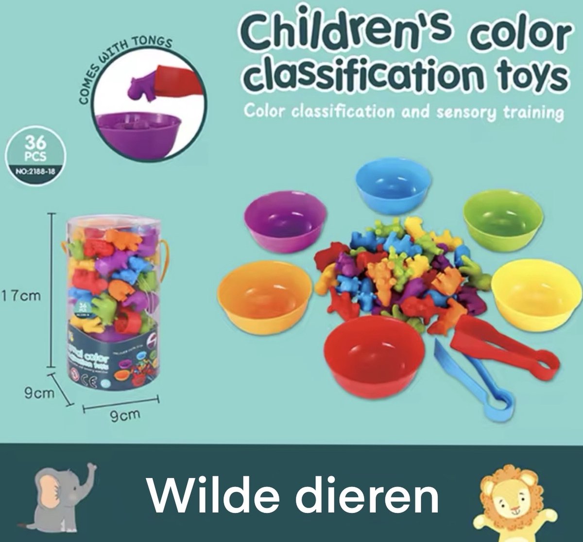 KimDo - Montessori Sorteer Speelgoed - Wilde Dieren - Sensory - Motoriek - Cognitief - Kleurrijk - Educatief Speelgoed - Sorteren - Ontwikkeling - montessori