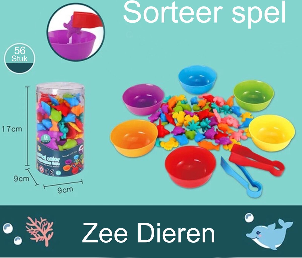 KimDo - Montessori Sorteer Speelgoed - Zee Dieren - Sensory - Motoriek - Cognitief - Kleurrijk - Educatief Speelgoed - Sorteren - Ontwikkeling - montessori