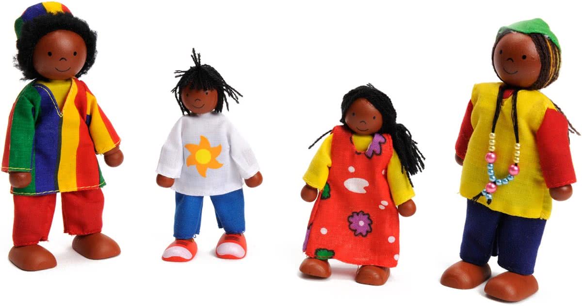 Poppenhuis buigpoppetjes donker, 4 delig