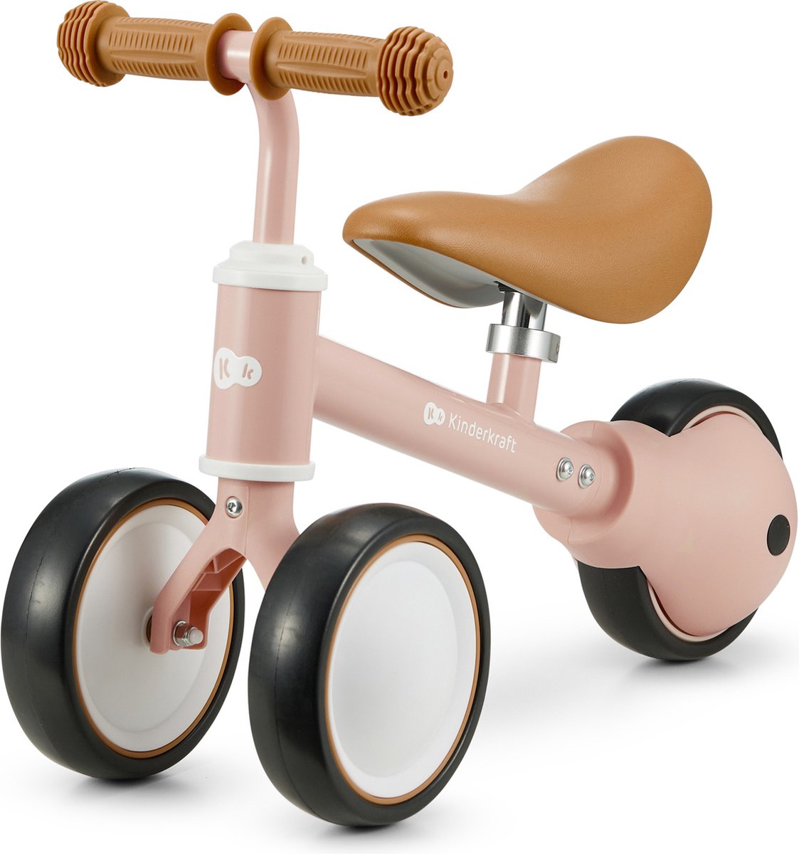 Kinderkraft CUTIE Driewieler Loopfiets – Vanaf 1 jaar – Lichtgewicht 1,8 kg – Verstelbaar Zadel – EVA Wielen – Antislip Handgrepen – Lichtroze