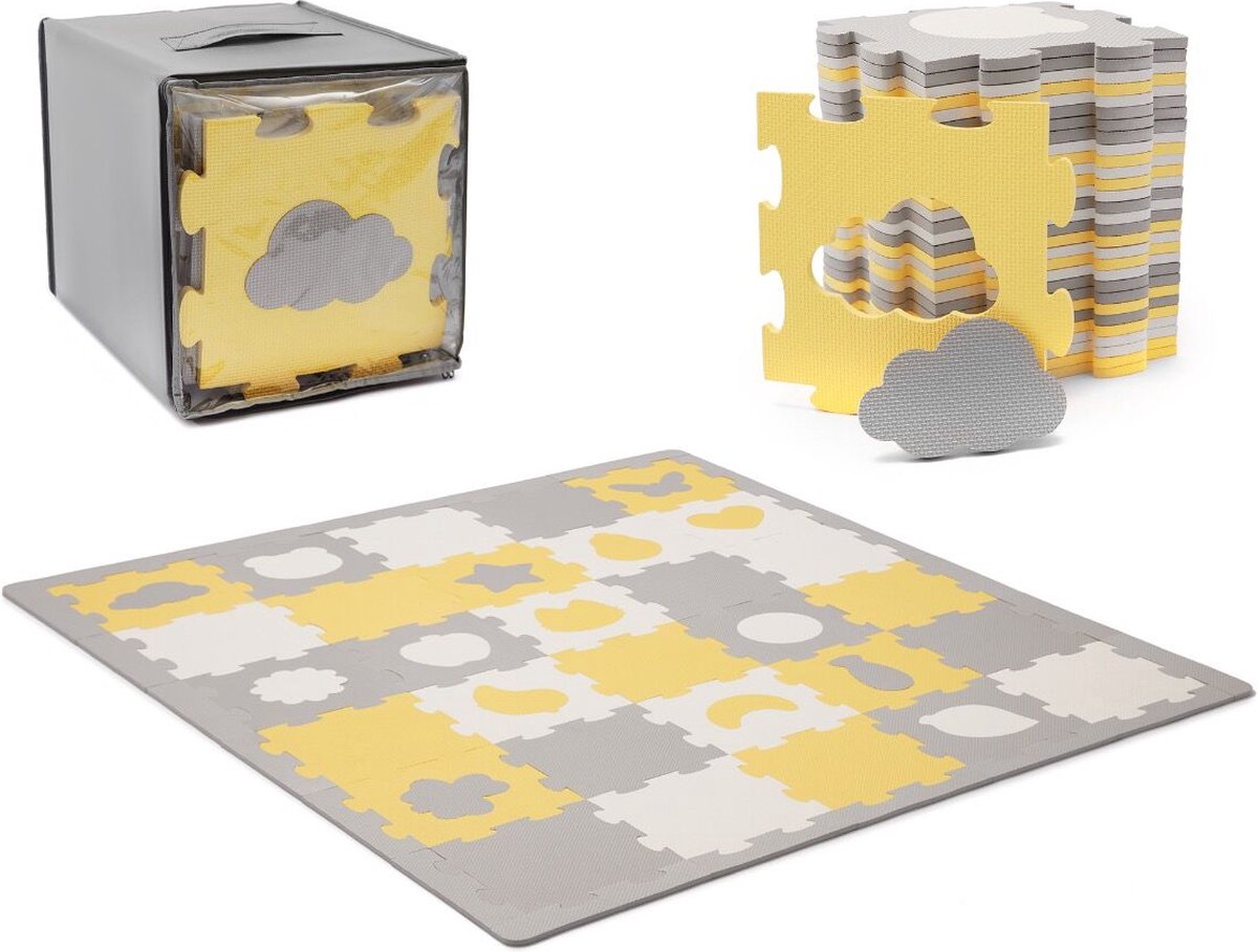 Kinderkraft Luno Shapes - Speelkleed Puzzelmat - Geel