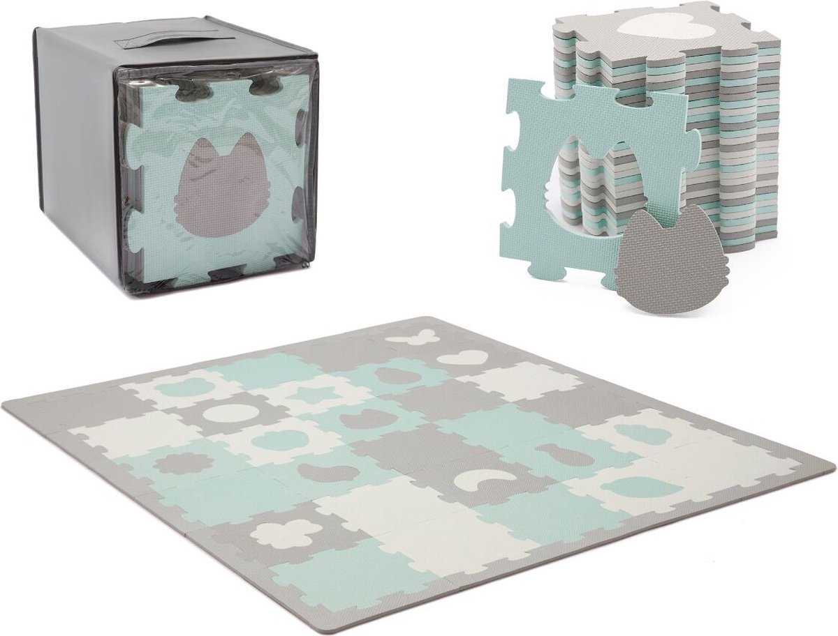 Kinderkraft Luno Shapes - Speelkleed Puzzelmat - Mint