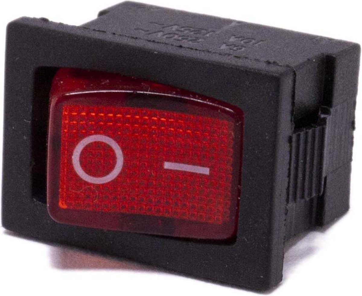 Schakelaar aan uit rood transparant 21mm x 15mm voor elektrische kinderauto