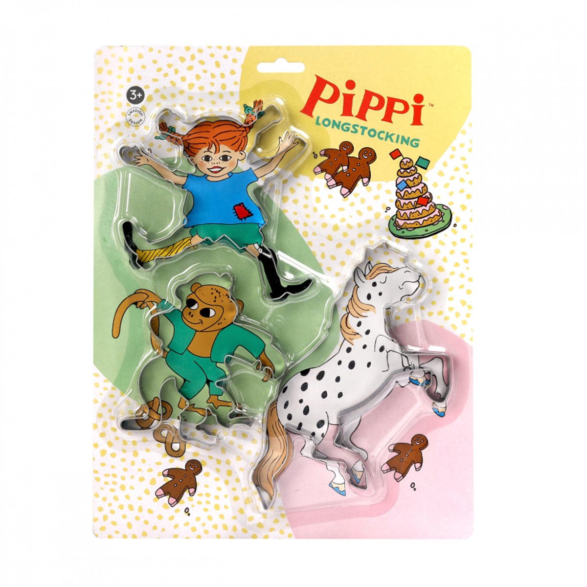 Kinderboeken Pippi Langkous bakvormen koekjesvormen set met figuren.