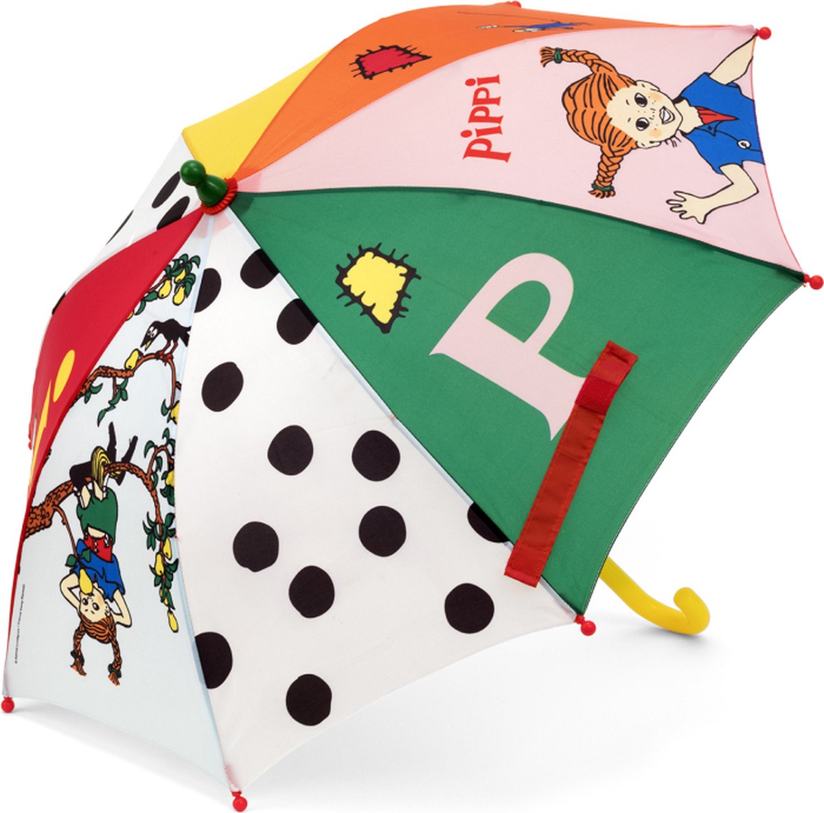 Kinderboeken Pippi Langkous kinderparaplu wit met print - regenaccessoire.