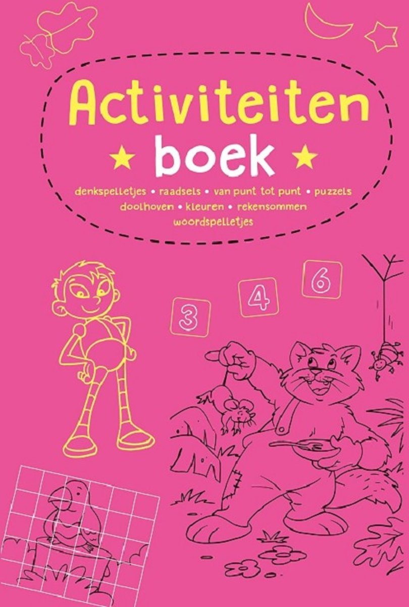 Kinderboeken Rebo Doeboek - Activiteitenboek 4 roze met 100 spelletjes