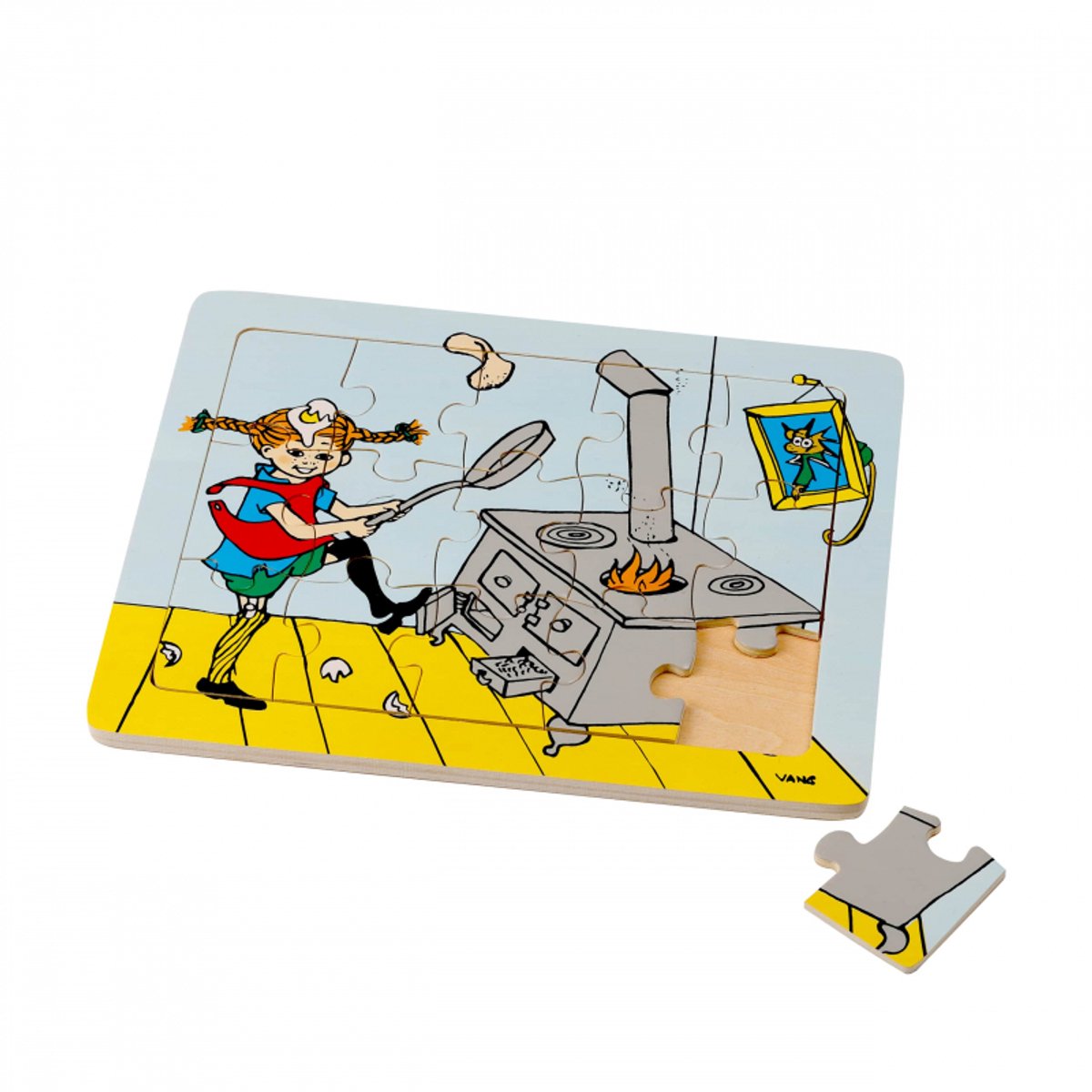 Kinderboekenlicenties Pippi Langkous - Houten legpuzzel (15 stukjes).