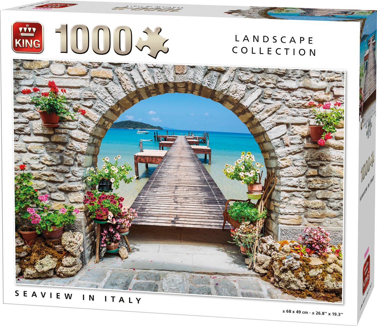 King Puzzel 1000 Stukjes (68 x 49 cm) - Seaview in Italie - Legpuzzel Landschap