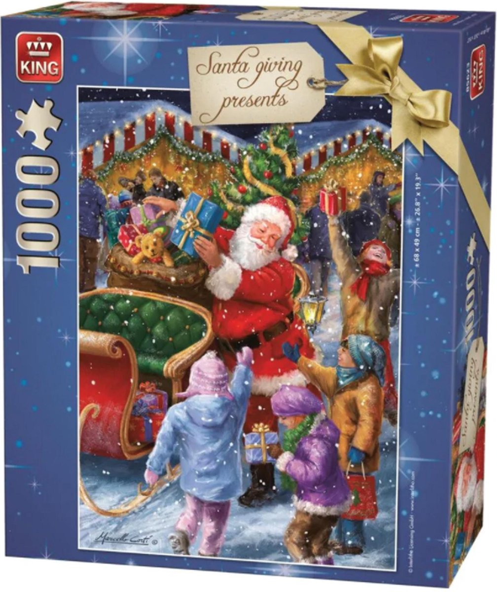KING SANTA GIVING PRESENTS PUZZEL Kerstpuzzel
