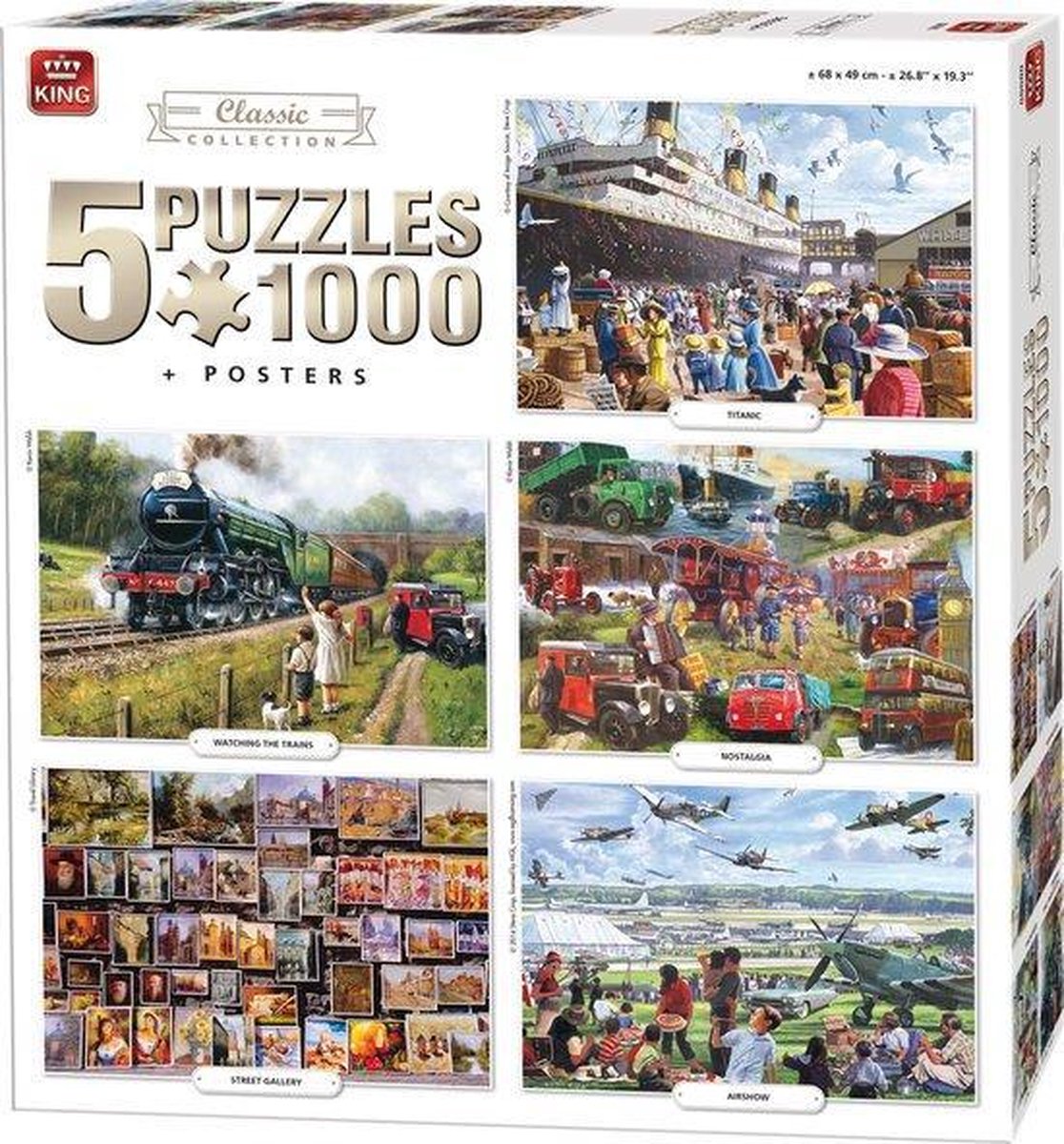King - legpuzzel - Volwassenen - 5 x1000 stukjes - volwassenen - voordeelpakket - puzzel + posters