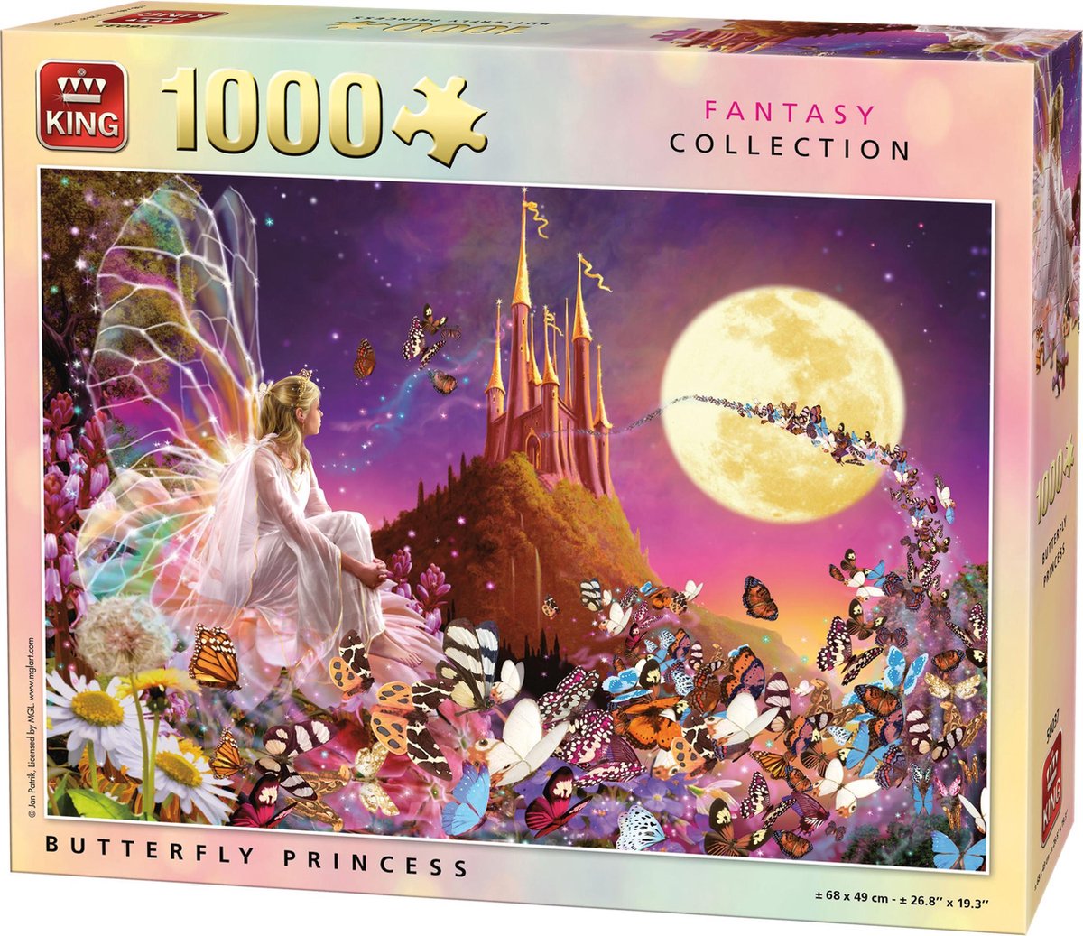 King Puzzel 1000 Stukjes (68 x 49 cm) - Butterfly Princess - Legpuzzel Fantasy