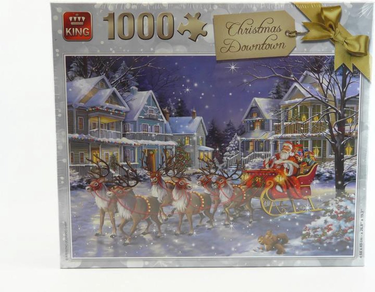 King Puzzel 1000 Stukjes (68 x 49 cm) - Christmas Downtown - Legpuzzel Kerst / Winter