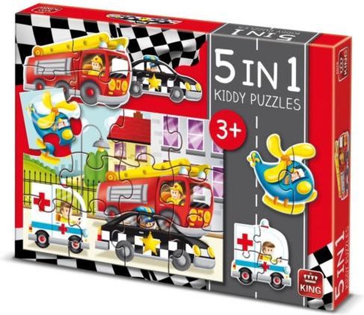legpuzzel Kiddy Puzzles 5-in-1 Autos 12 stukjes