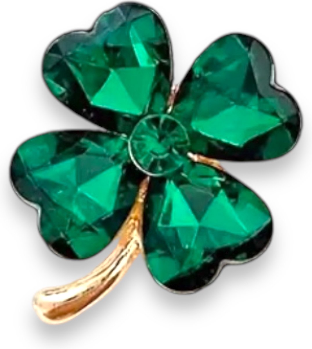 Glinsterende Klavertje Vier Speld Broche– Geluk en Stijl in één