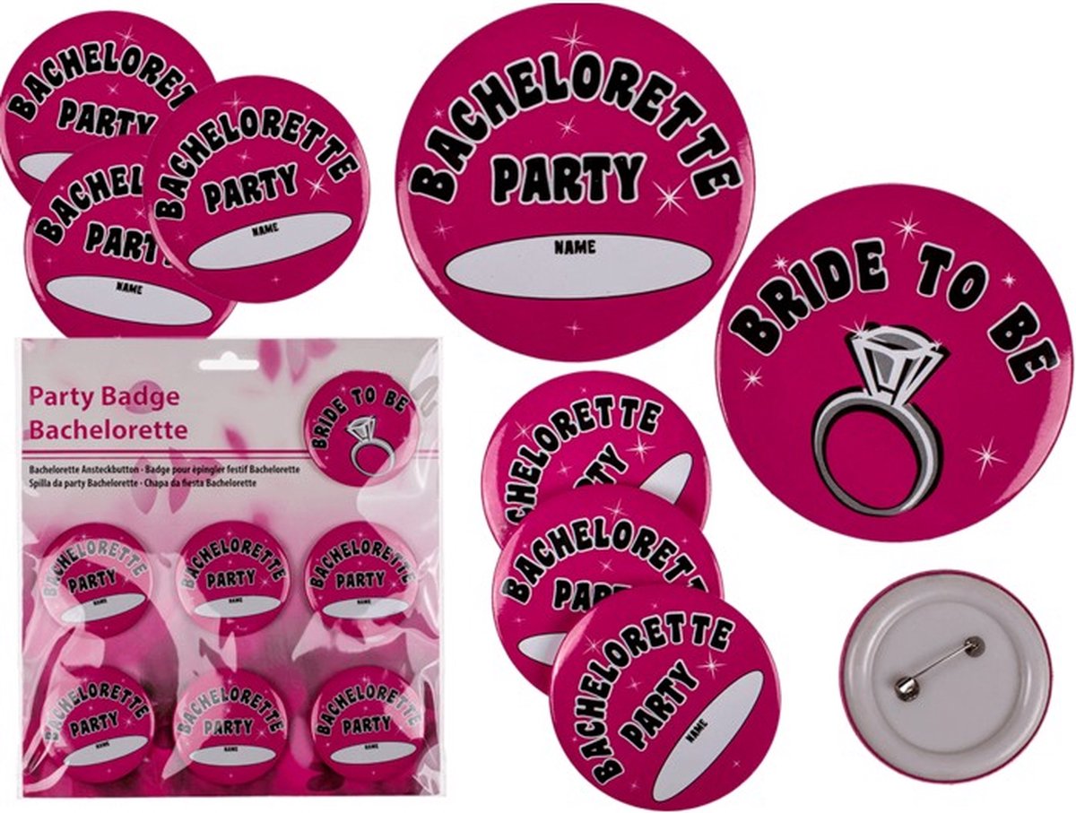 Kinky Pleasure - Vrijgezellen Feest - Bachalor Party Item - Trouwen - Buttons Bride to be - 7 stuks op blister kaart