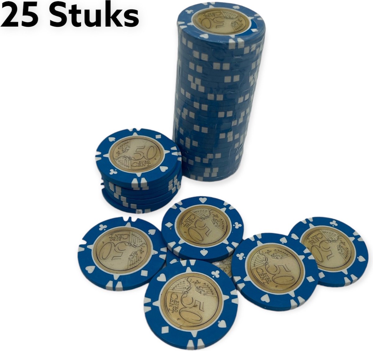 Kinky Pleasure Euro Poker Chips €0,50 Euro 25 Stuks Zwart MP027-005