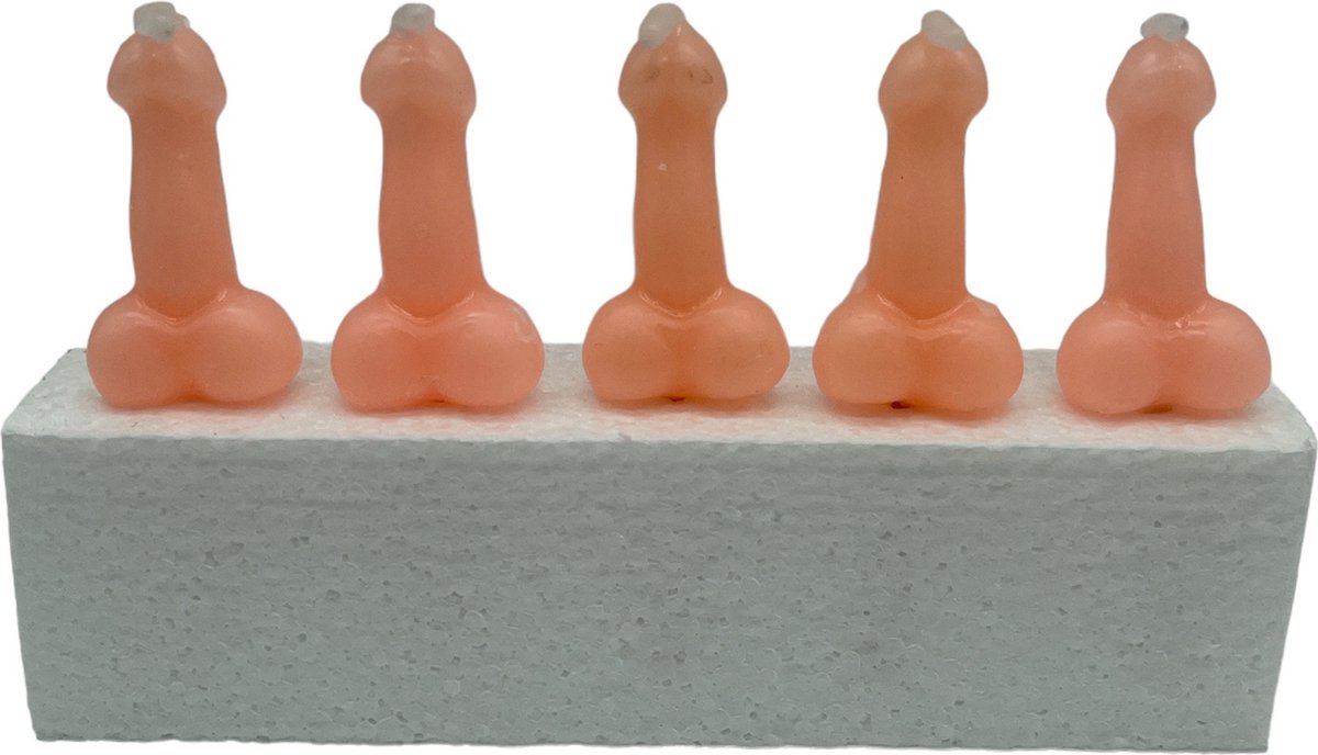   Verjaardag Penis Kaarsjes 5 Stuks Beige