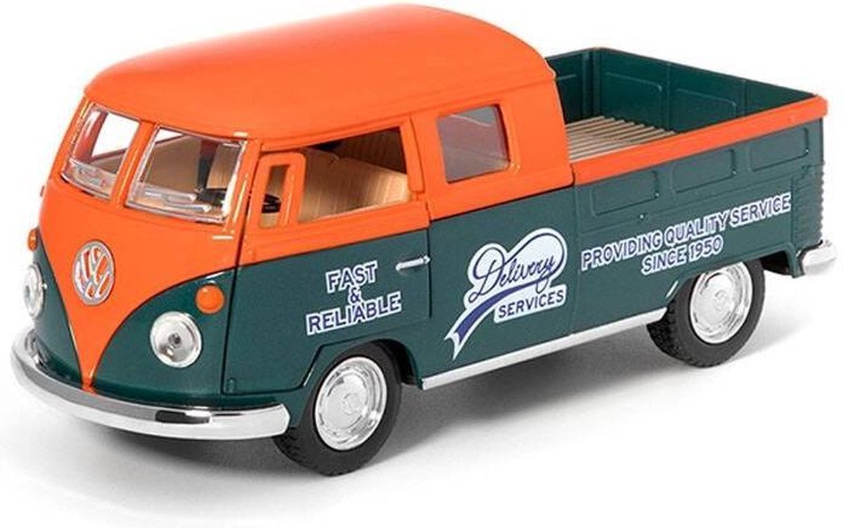 Kinsmart Volkswagen T1 bus 1963 Double Cab pick up delivery service — Grijs