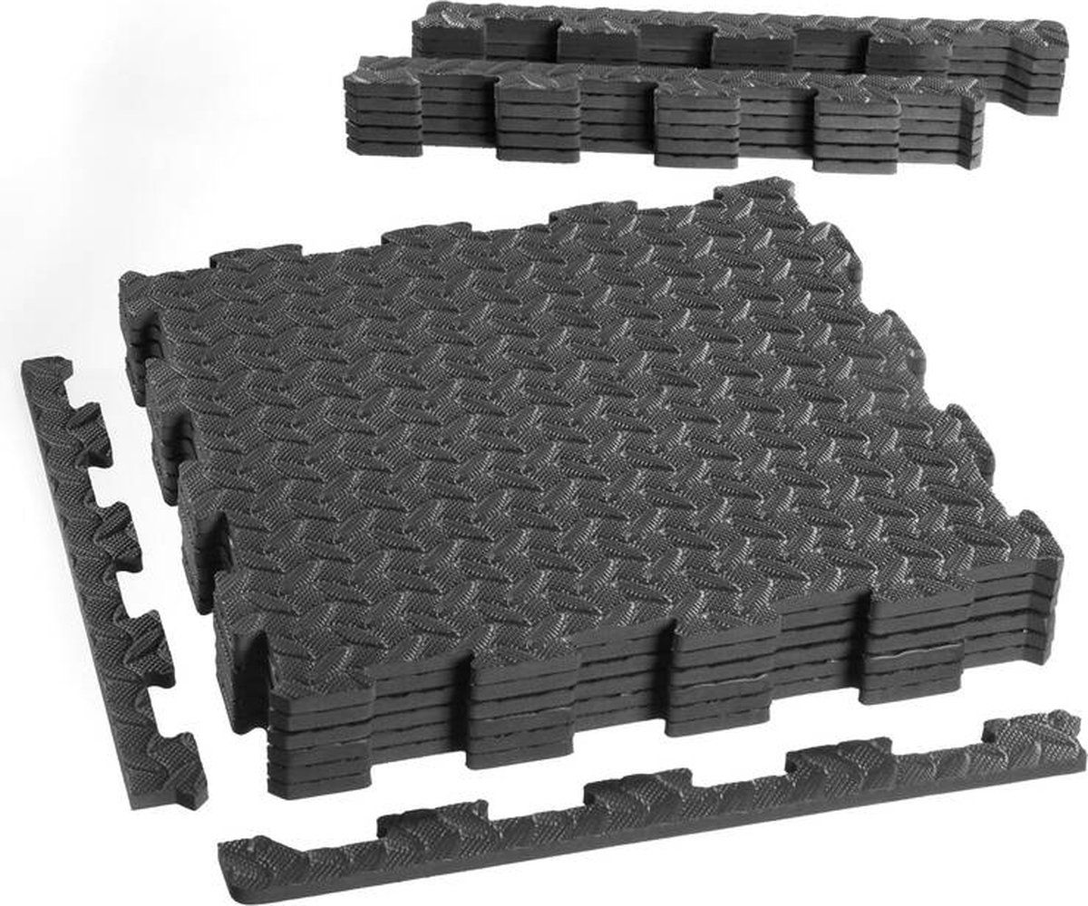 Kinzo Vloermat 6 Stuks - Vloerbescherming - Dempend Materiaal - Puzzelmatten - Ribbels