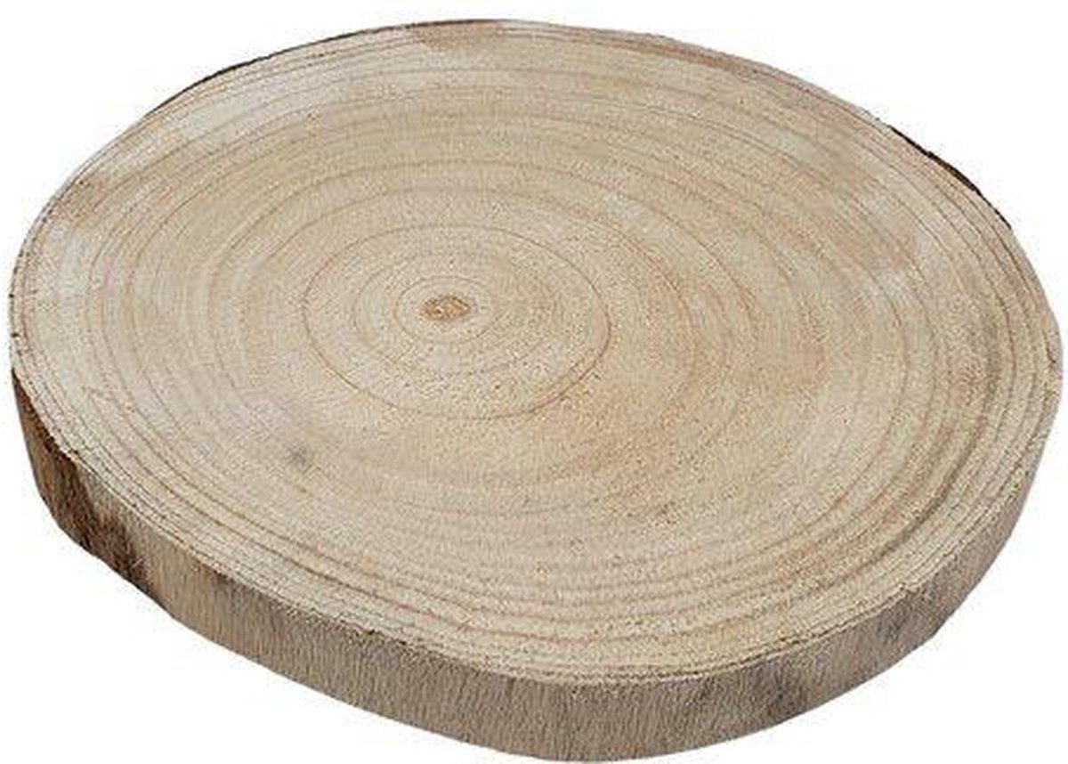 Decoratie boomschijf paulownia natural met schors ± 25cm