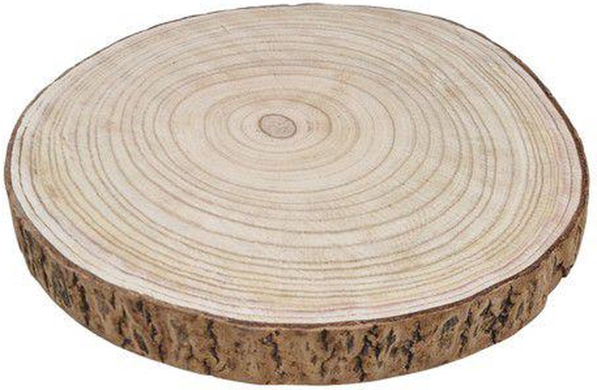 Decoratie boomschijf paulownia natural met schors ± 35cm
