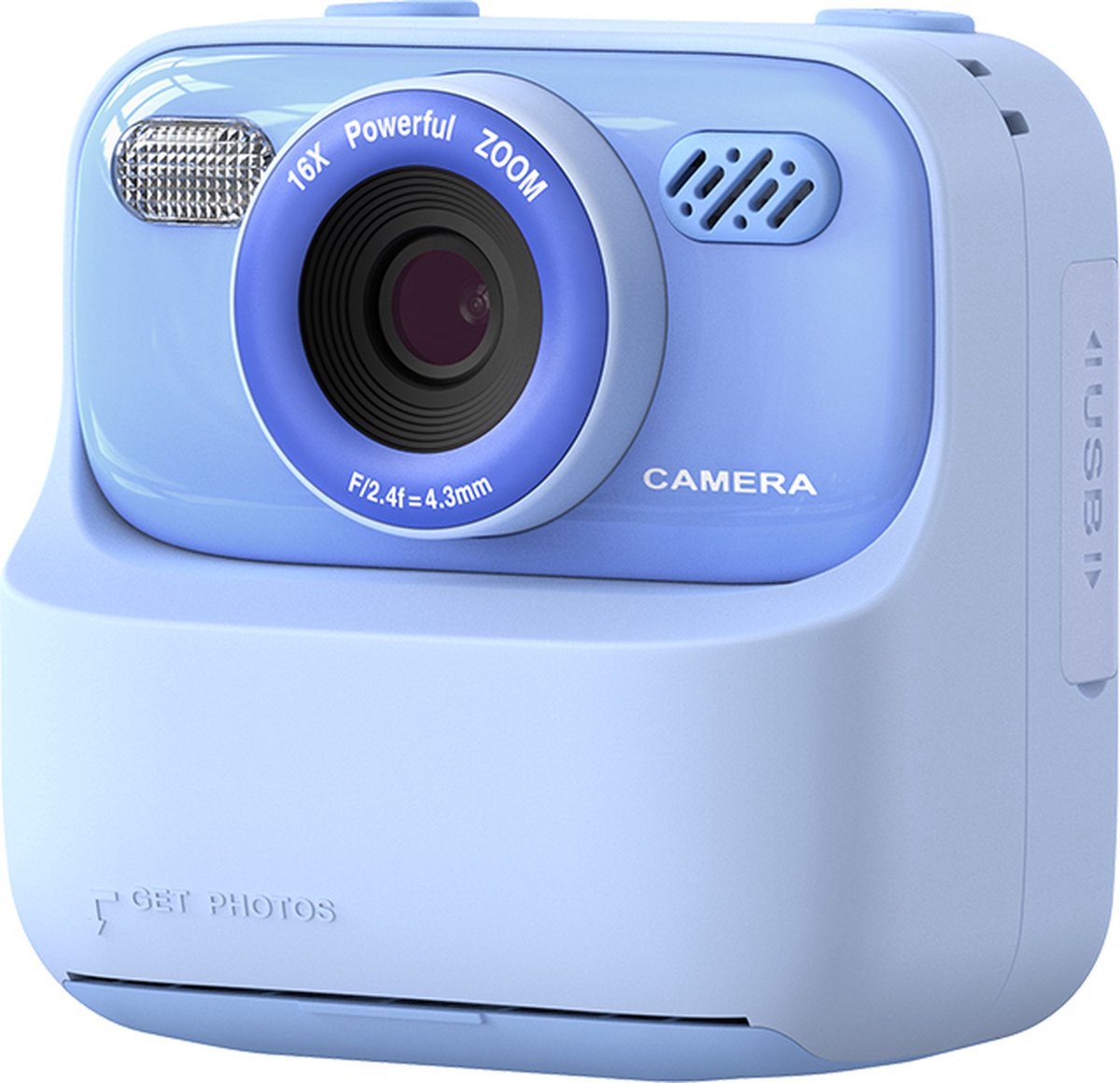   3-in-1 Digitale Kindercamera - Instant Print & Selfie - Inclusief 3 Fotorollen & 32GB SD Kaart - Vlog- en   met Games - Camera - Met Nederlandse Handleiding - Blauw