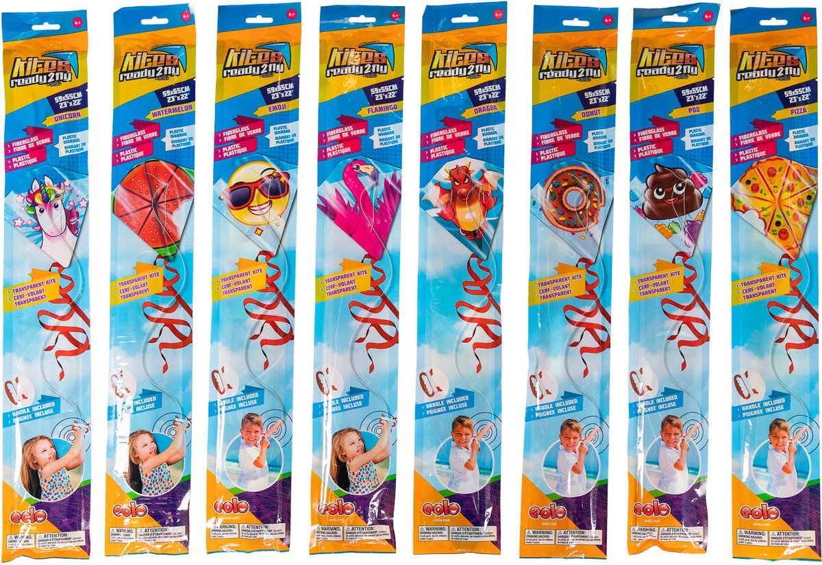 Kites Ready 2 Fly Thema Vliegers Ruit Display, 24st.