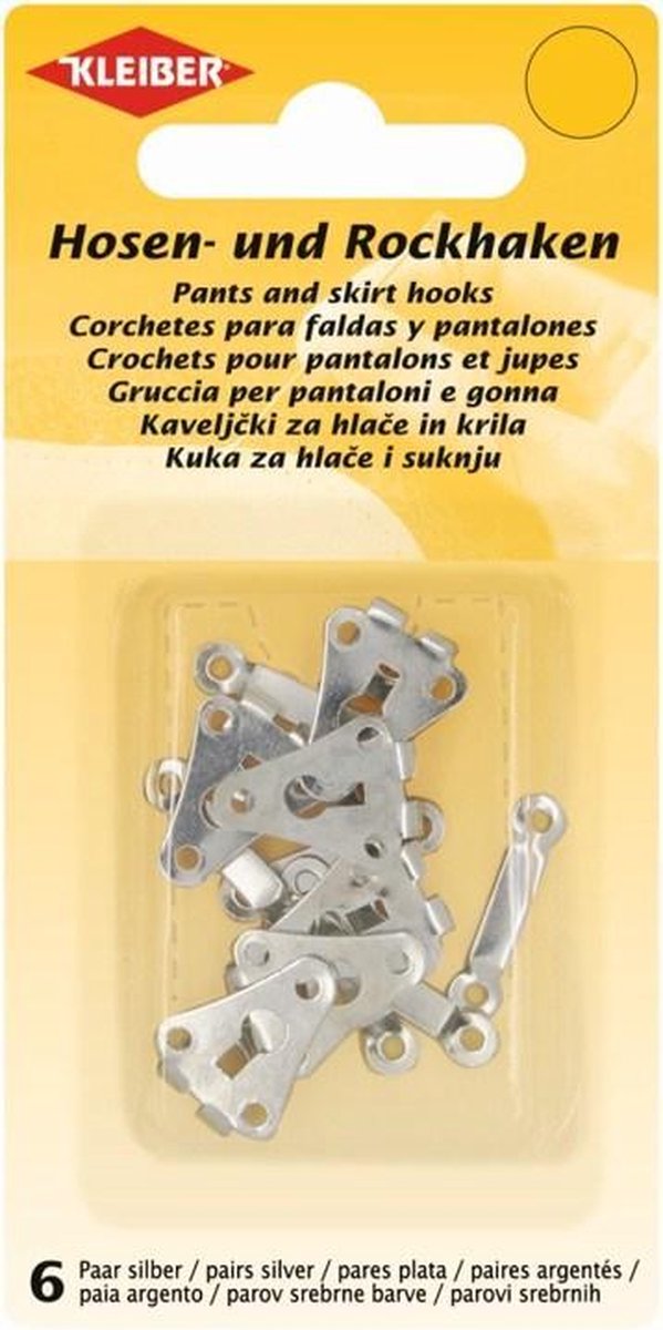 70057 Broek- en rokhaken 6 paar zilverkleurig