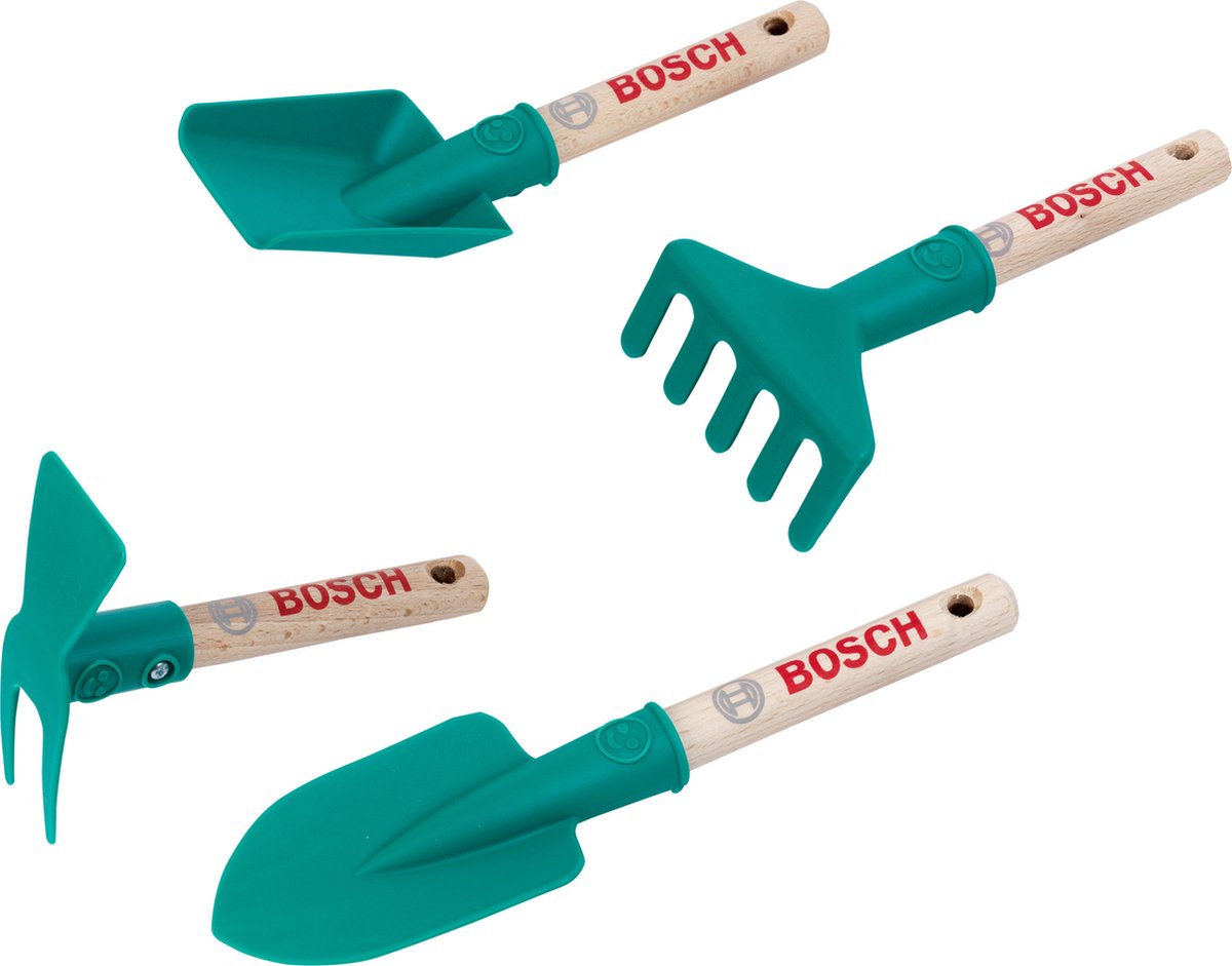 Klein BOSCH tuingereedschapset speelgoed - 4-delig - houten handvat.