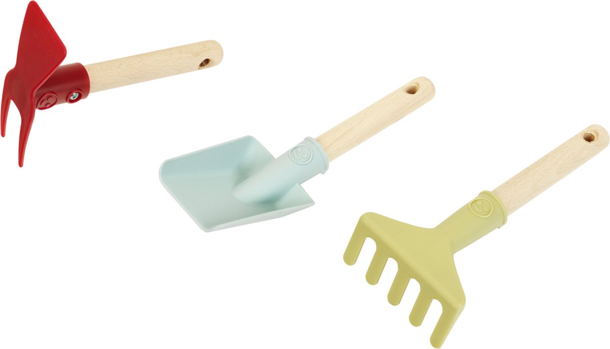 Klein Toys Little Foot 3-delig tuinset - schoffel, handschep en handhark - gerecycled plastic - multicolor