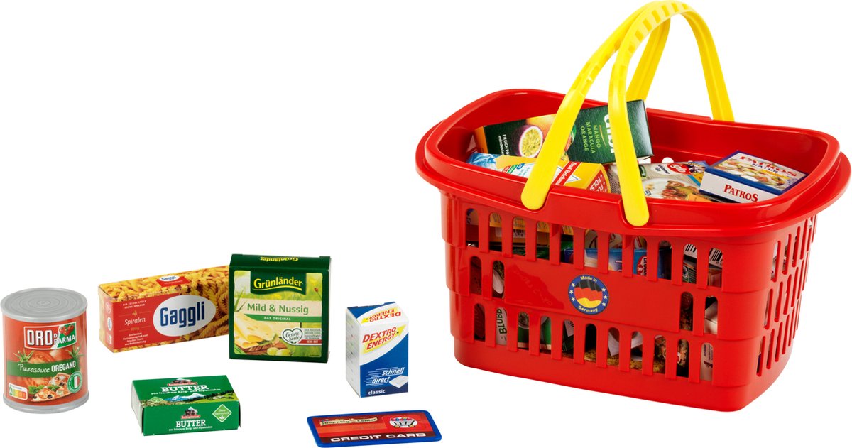   speelgoedwinkeltje winkelmandje met Duitse producten