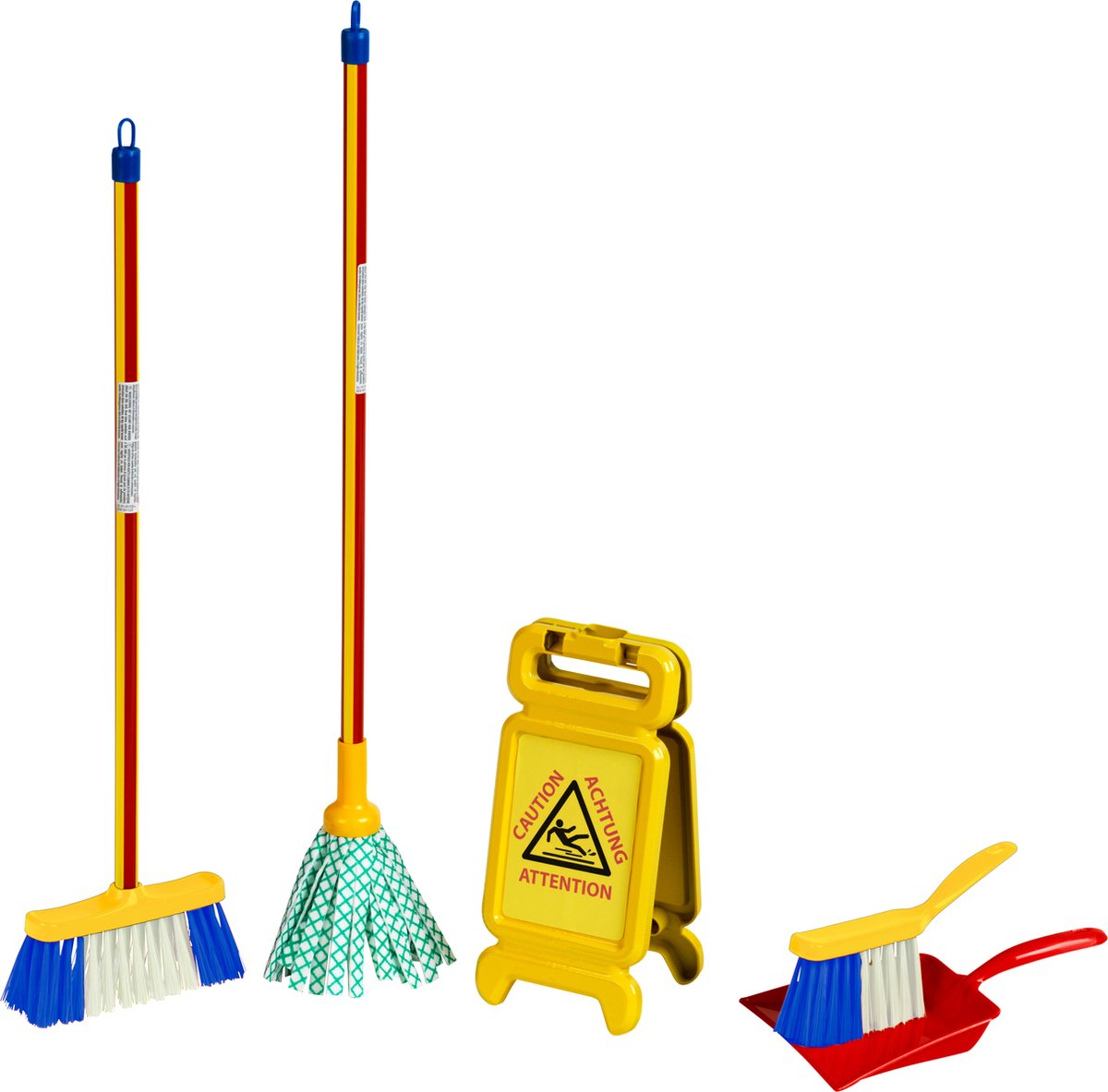 Klein Toys Pure Fresh speelgoedschoonmaakset - mopset - incl. gevaar voor uitglijden bord - geel - rood