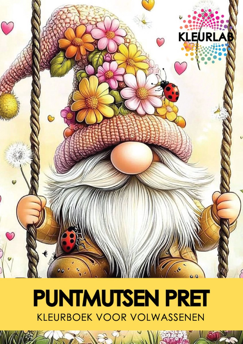 KleurLab - Luxe Kleurboek voor Volwassenen - Puntmutsen Pret - Kabouters, Gnooms, Bloemen, Natuur & Humor - 48 Fantasy Kleurplaten op A4 Formaat - 140g Papier - Kleuren voor Creatieve Ontspanning - EDITIE 2025