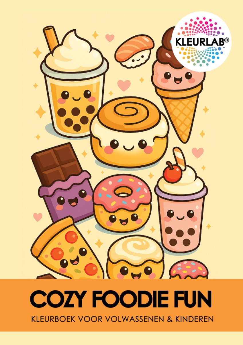KleurLab® – Cozy Foodie Fun – Kleurboek voor Volwassenen & Kinderen – 30 Cute & Kawaii Food Kleurplaten – A4 Snacks Editie – ColorTok – Cozy Coloring Book – ✦ Alcohol Marker Kleurboek ✦