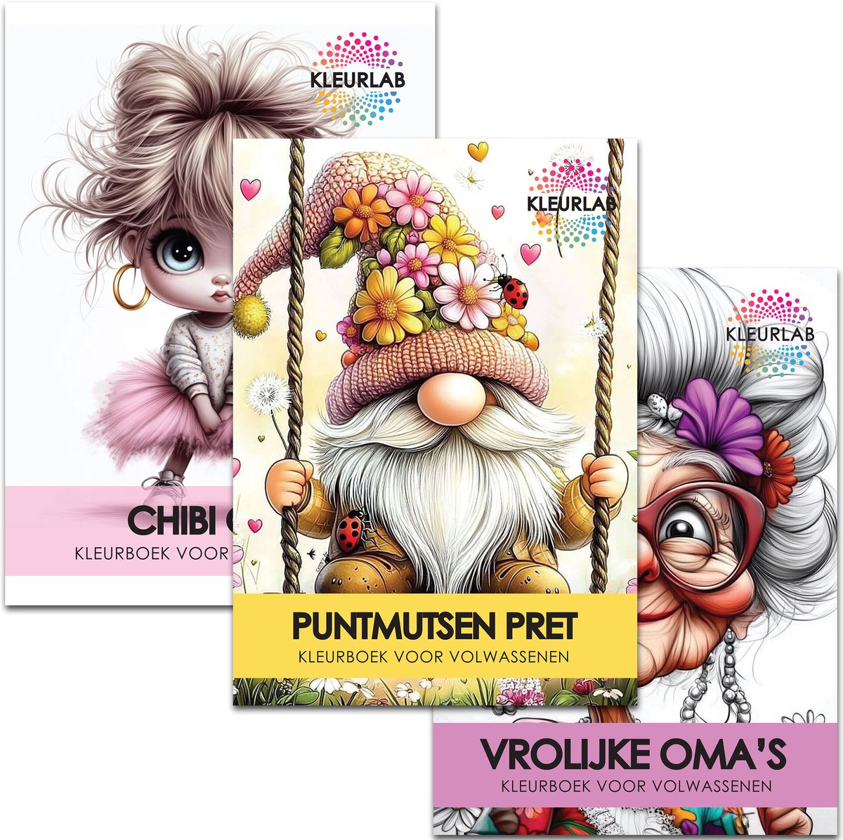 KleurLab® – Luxe Kleurboeken Bundel voor Tieners & Volwassenen – Set van 3 – Humor, Bloemen & Fantasy – 144 Unieke Kleurplaten op A4 – Kleuren voor Creatieve Ontspanning – ✦ Voordeelset ✦