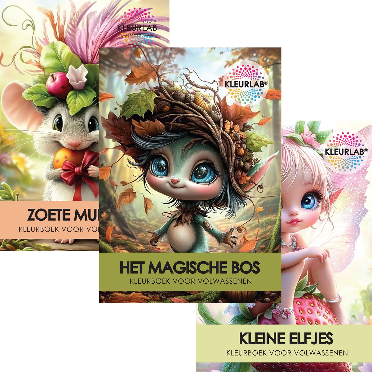 KleurLab® – Luxe Kleurboeken Bundel voor Volwassenen en Tieners – Set van 3 – Fantasy, Dieren en Natuur – 144 Unieke Fantasy Kleurplaten op A4 – Kleuren voor Creatieve Ontspanning – ✦ Voordeelset ✦
