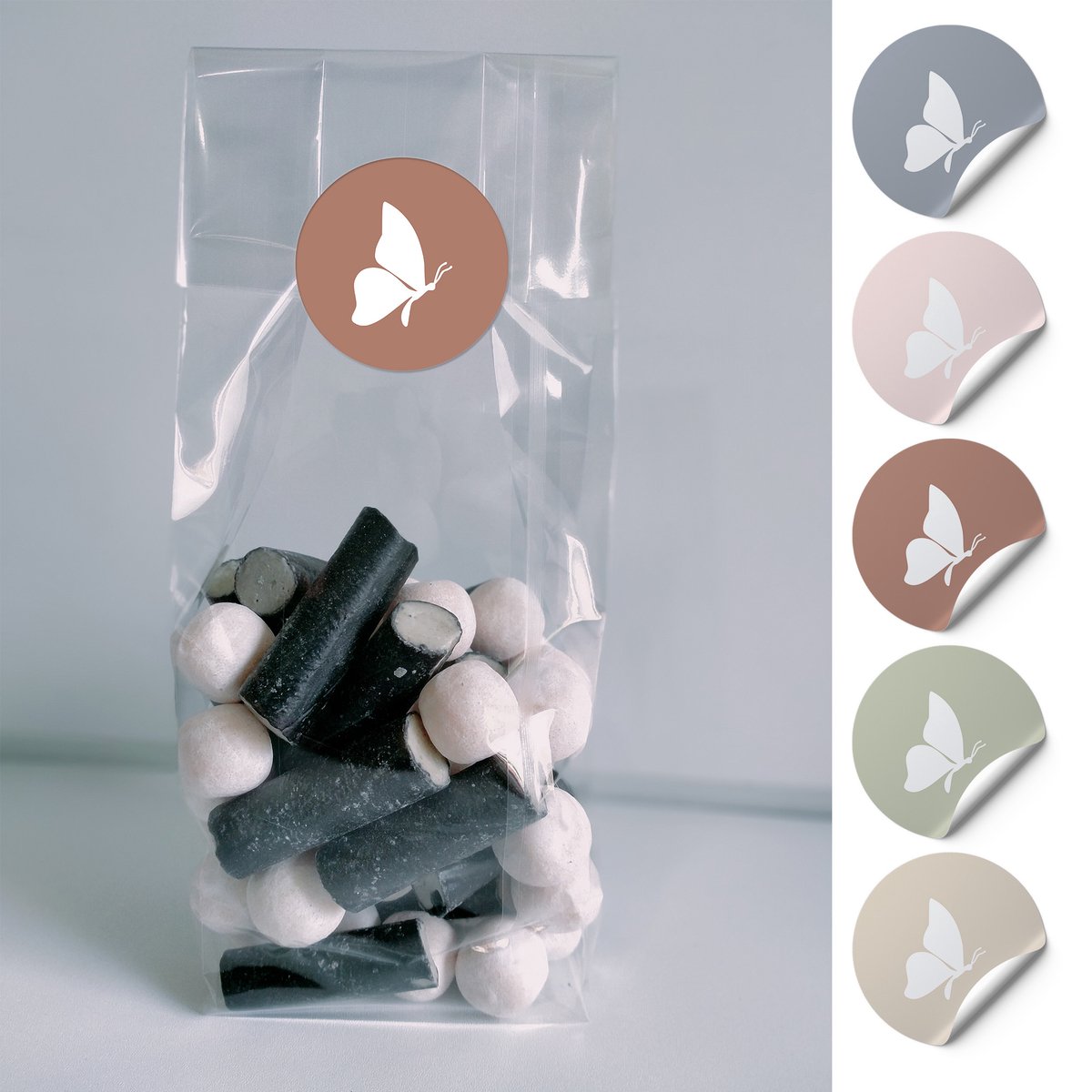 Uitdeelzakjes + sluitstickers - 40 pack (20 stickers & 20 zakjes) - Transparant - Cellefoonzakjes - Blokbodemzak