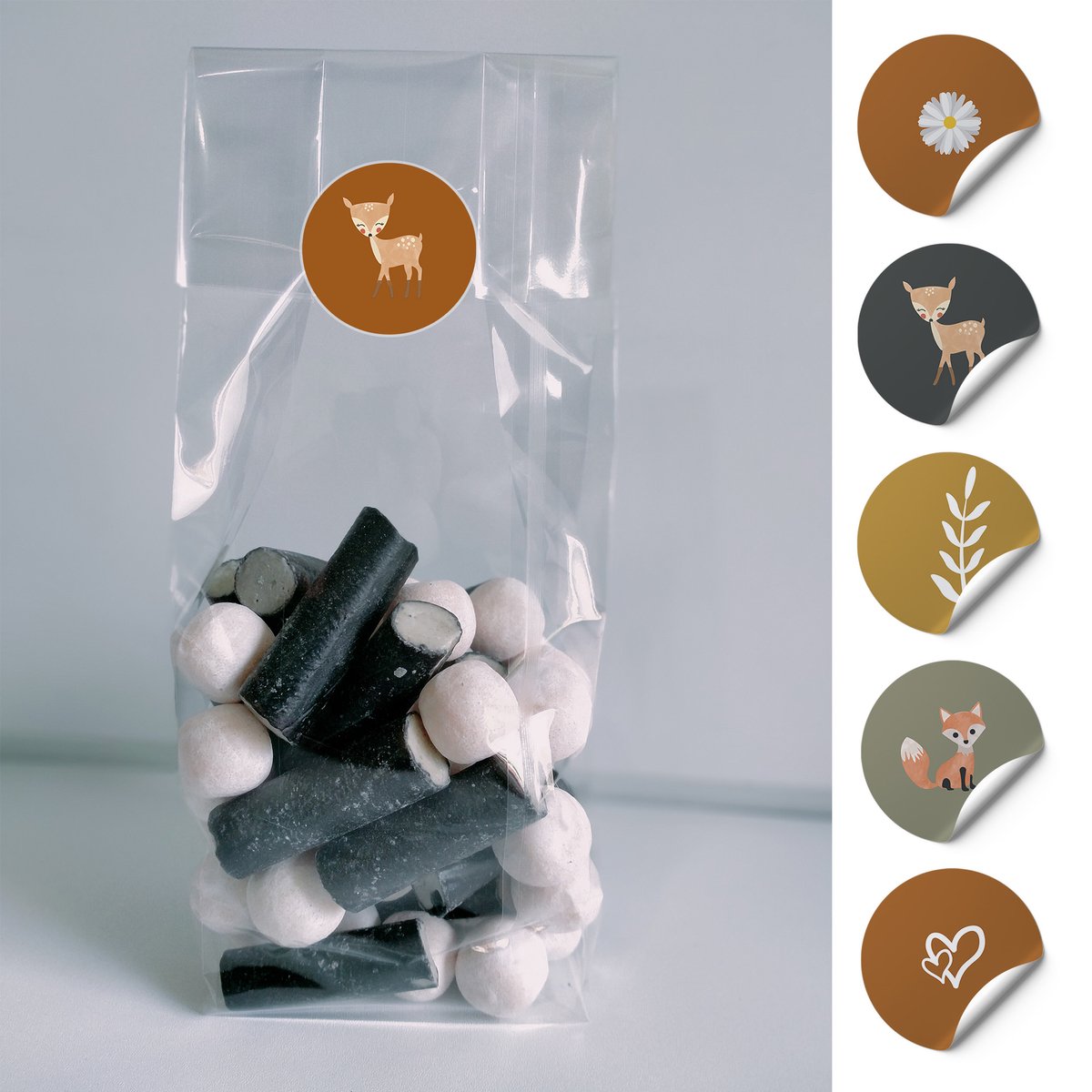 Uitdeelzakjes + sluitstickers - 40 pack (20 stickers & 20 zakjes) - Transparant - Cellefoonzakjes - Blokbodemzak