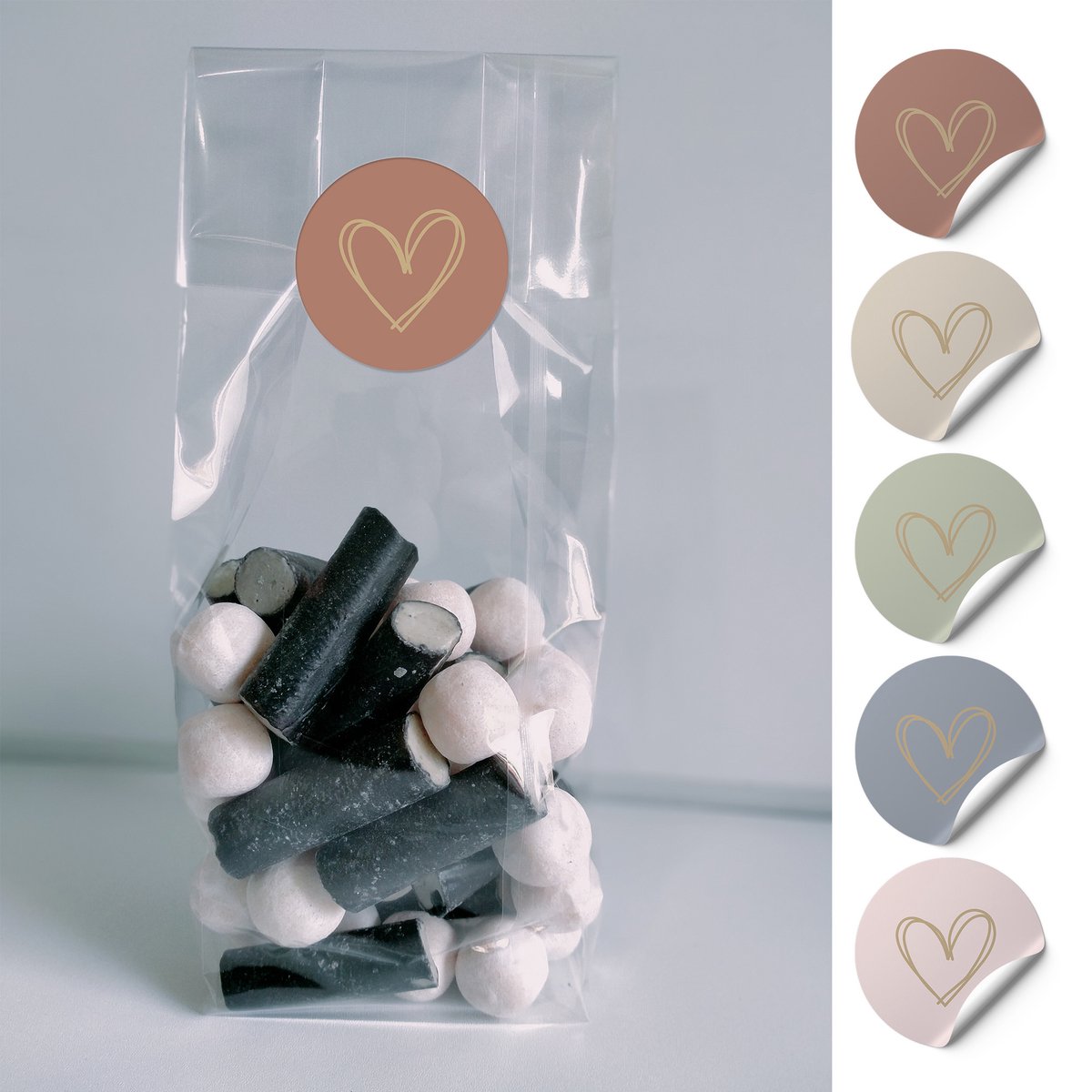 Uitdeelzakjes + sluitstickers - 40 pack (20 stickers & 20 zakjes) - Transparant - Cellefoonzakjes - Blokbodemzak