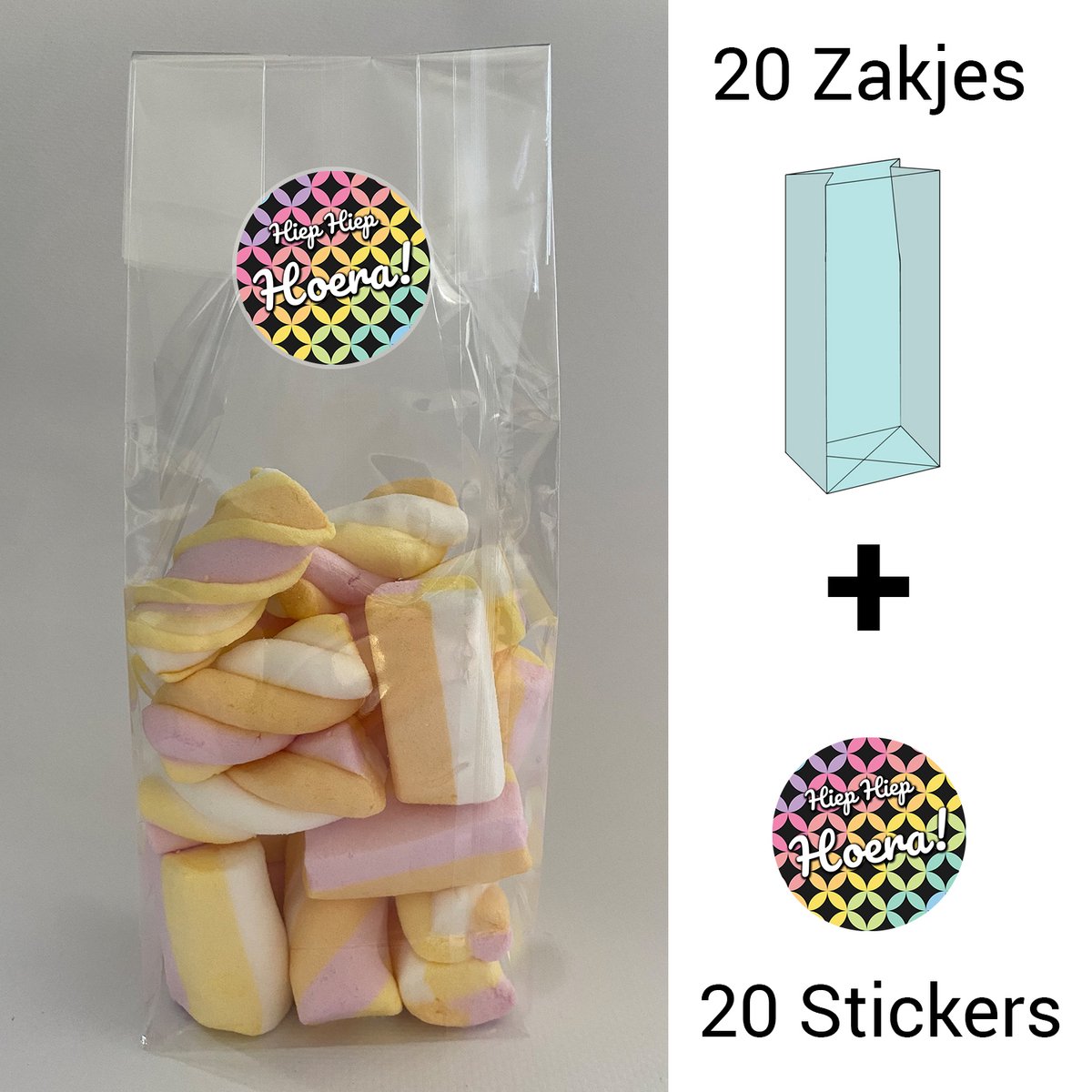 Uitdeelzakjes + sluitstickers - 40 pack (20 stickers & 20 zakjes) - cellofaanzakjes - Transparant - snoepzakjes - traktatie zakjes