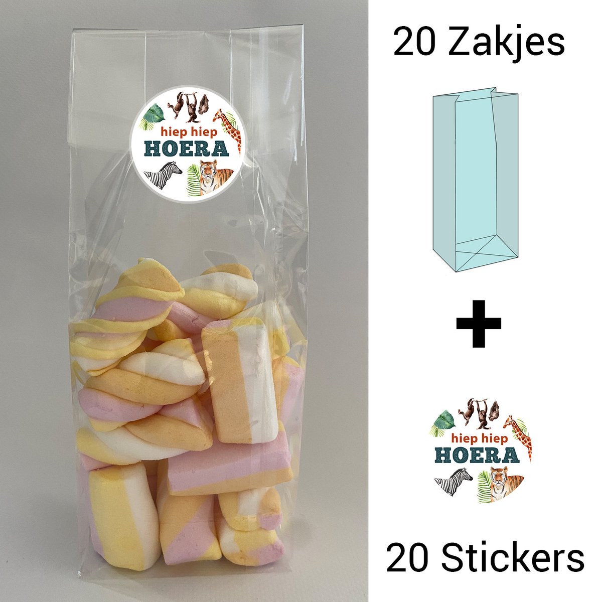 Uitdeelzakjes + sluitstickers - 40 pack (20 stickers & 20 zakjes) - cellofaanzakjes - Transparant - snoepzakjes - traktatie zakjes