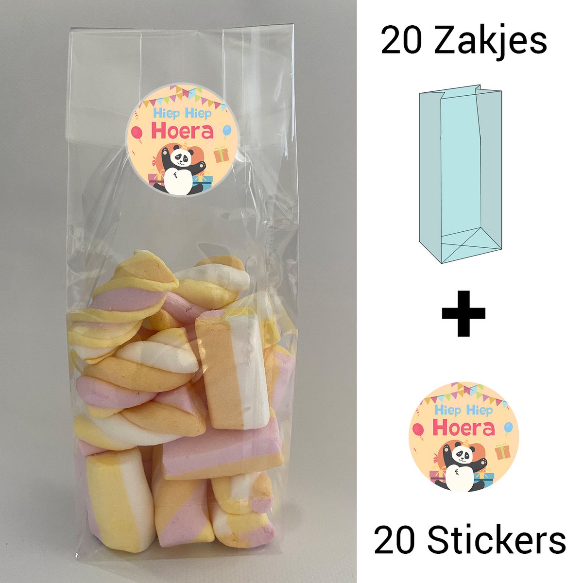 Uitdeelzakjes + sluitstickers - 40 pack (20 stickers & 20 zakjes) - cellofaanzakjes - Transparant - snoepzakjes - traktatie zakjes