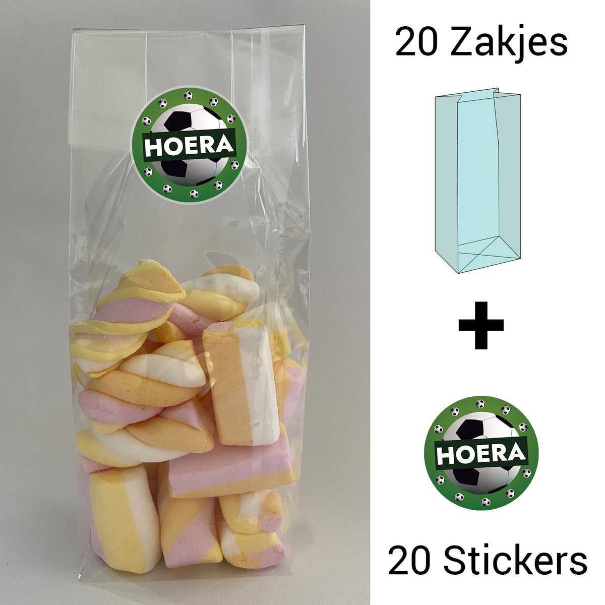 Uitdeelzakjes + sluitstickers - 40 pack (20 stickers & 20 zakjes) - cellofaanzakjes - Transparant - snoepzakjes - traktatie zakjes