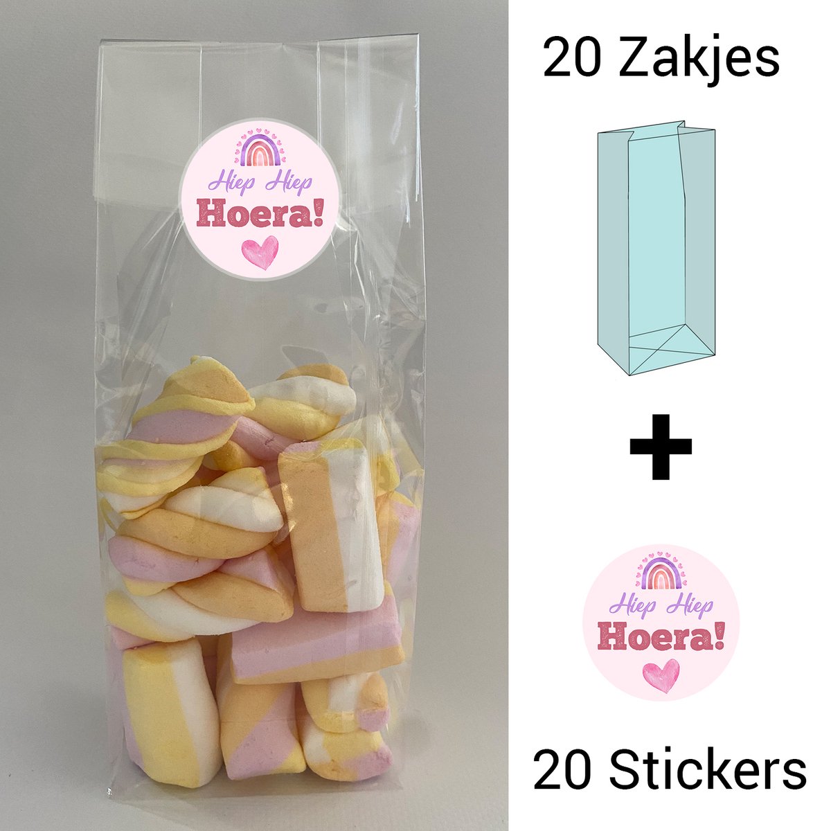 Uitdeelzakjes + sluitstickers - 40 pack (20 stickers & 20 zakjes) - cellofaanzakjes - Transparant - snoepzakjes - traktatie zakjes