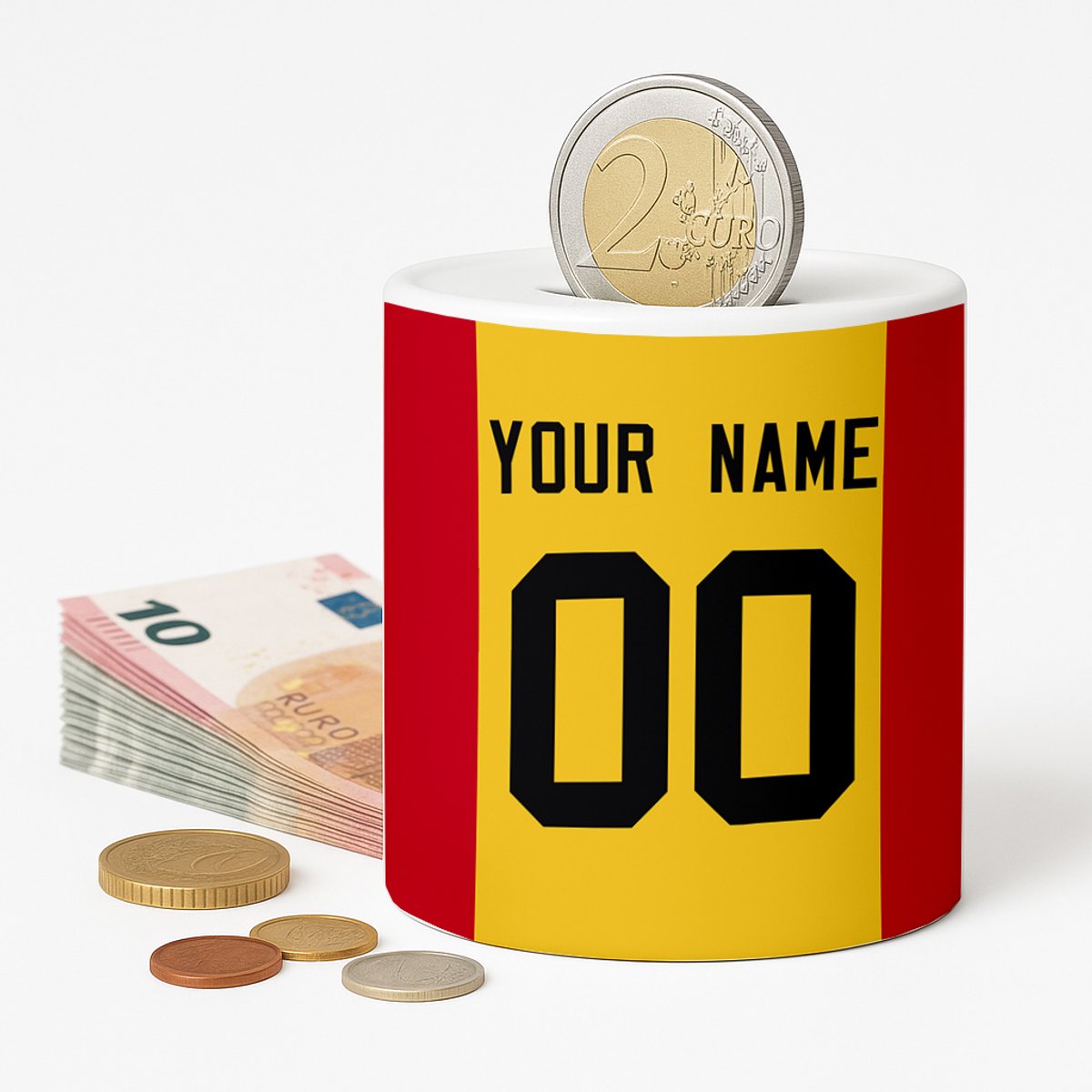 Spaarpot Deventer Voetbal - Spaarpot met naam gepersonaliseerd - Voetbal Cadeau - Geschenk - Voetbal shirt op spaarpot - Spaarpotten voor volwassenen of kind - jongen of meisje