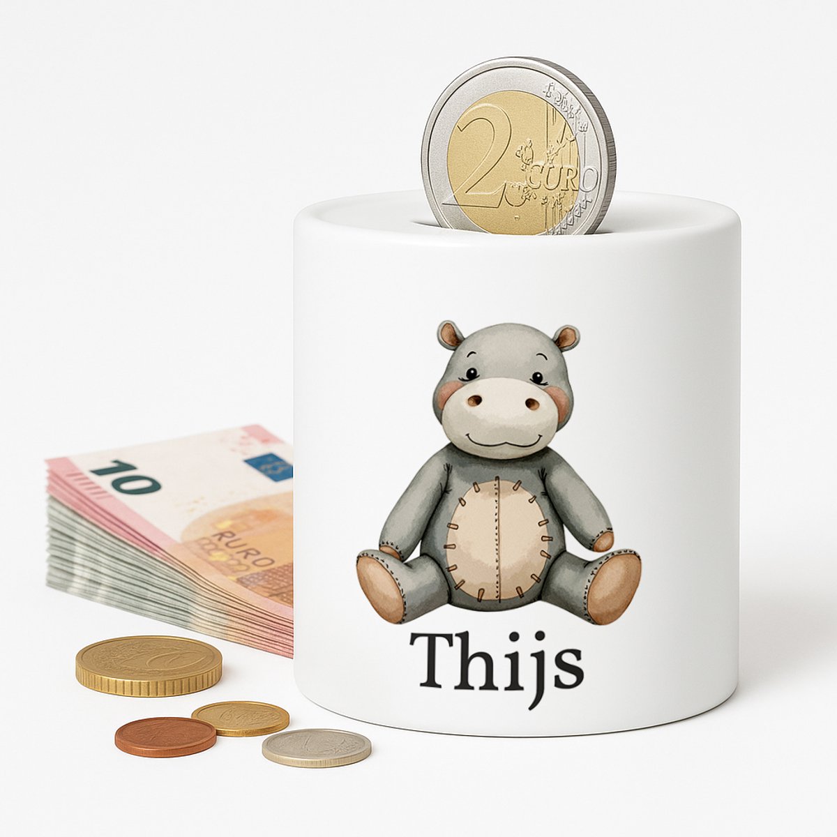 Spaarpot Nijlpaard - gepersonliseerd met naam - Spaarpot met naam gepersonaliseerd - Baby Cadeau - Geschenk - kraamcadeau - Spaarpotten voor kind - jongen of meisje