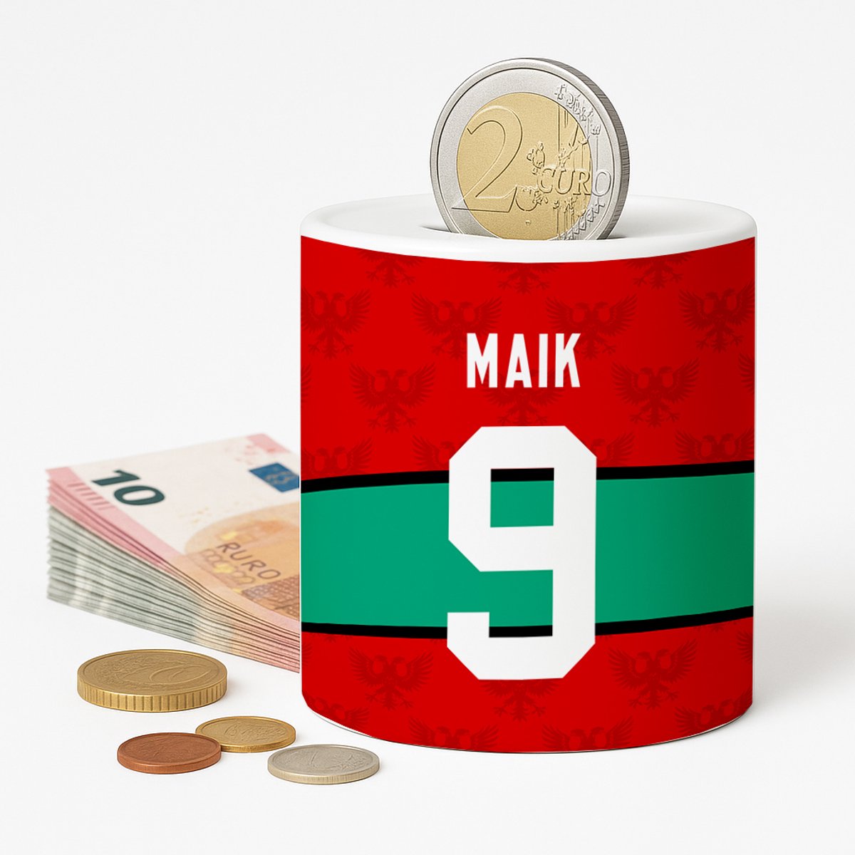 Spaarpot Nijmegen Voetbal - Spaarpot met naam gepersonaliseerd - Voetbal Cadeau - Geschenk - Voetbal shirt op spaarpot