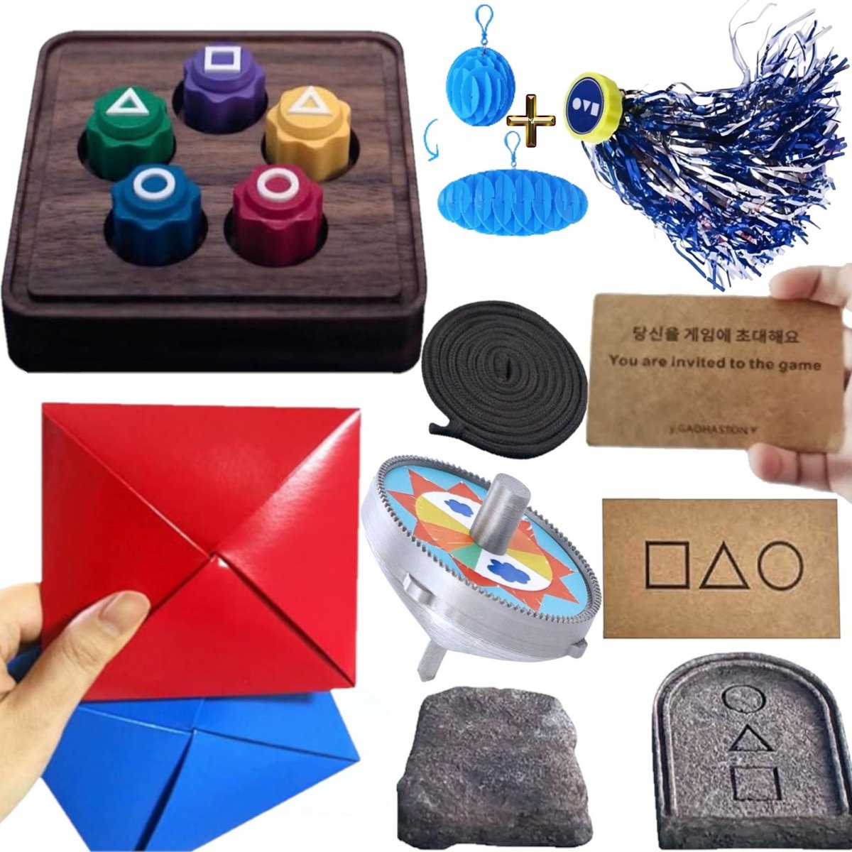 Klikkopers® - Gonggi Koreaans Speelset - 5 spellen - Ddakji - Montessori - Motoriek speelgoed - Gong gi dobbelstenen