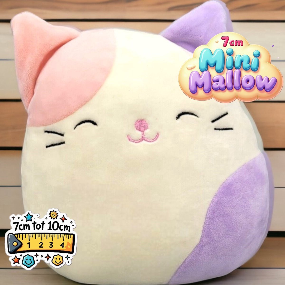 Klikkopers® - Kawaii knuffel - 7CM - Squish Knuffel - Kawaii Kat Knuffel - Kawaii Kussen - Kawaii Cat Knuffel - Paars Roze - Pas op, extra klein maar extreem schattig