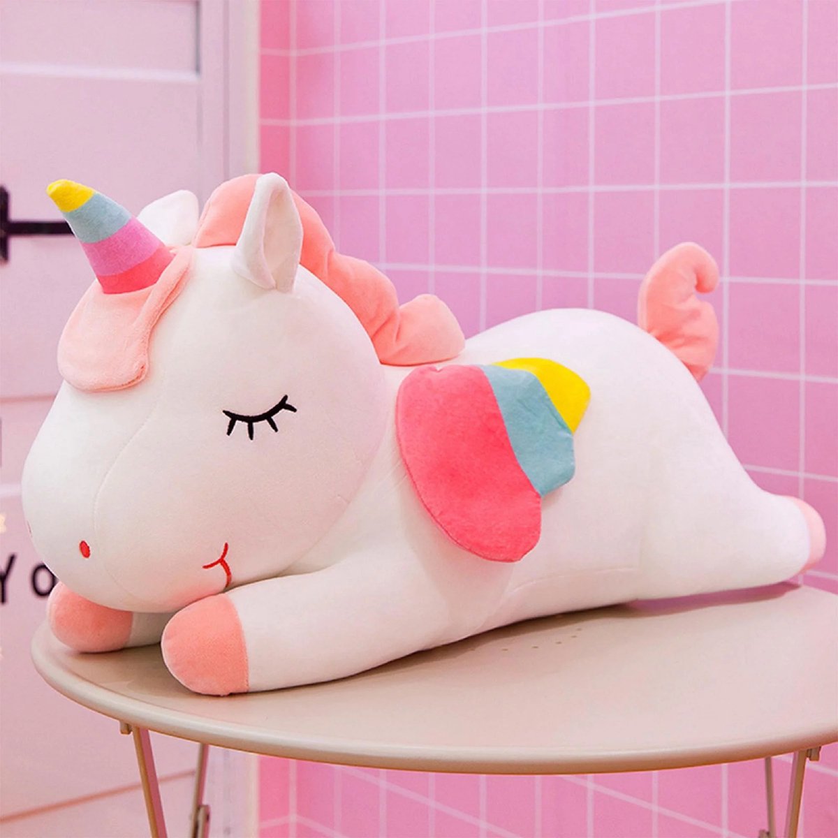 Klikkopers® - Knuffel Eenhoorn - 60CM - Squish Knuffel - Kawaii Kussen - Eenhoren Knuffel - Unicorn Knuffel - Kawaii knuffel - Wit